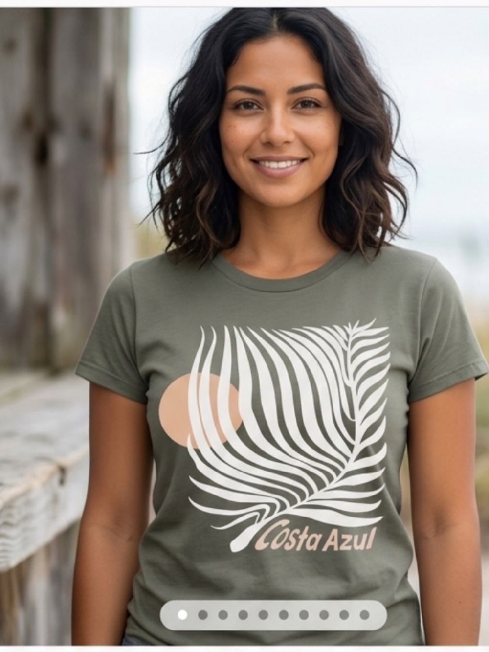 Chaser Olive Graphic Tee with Palm Print